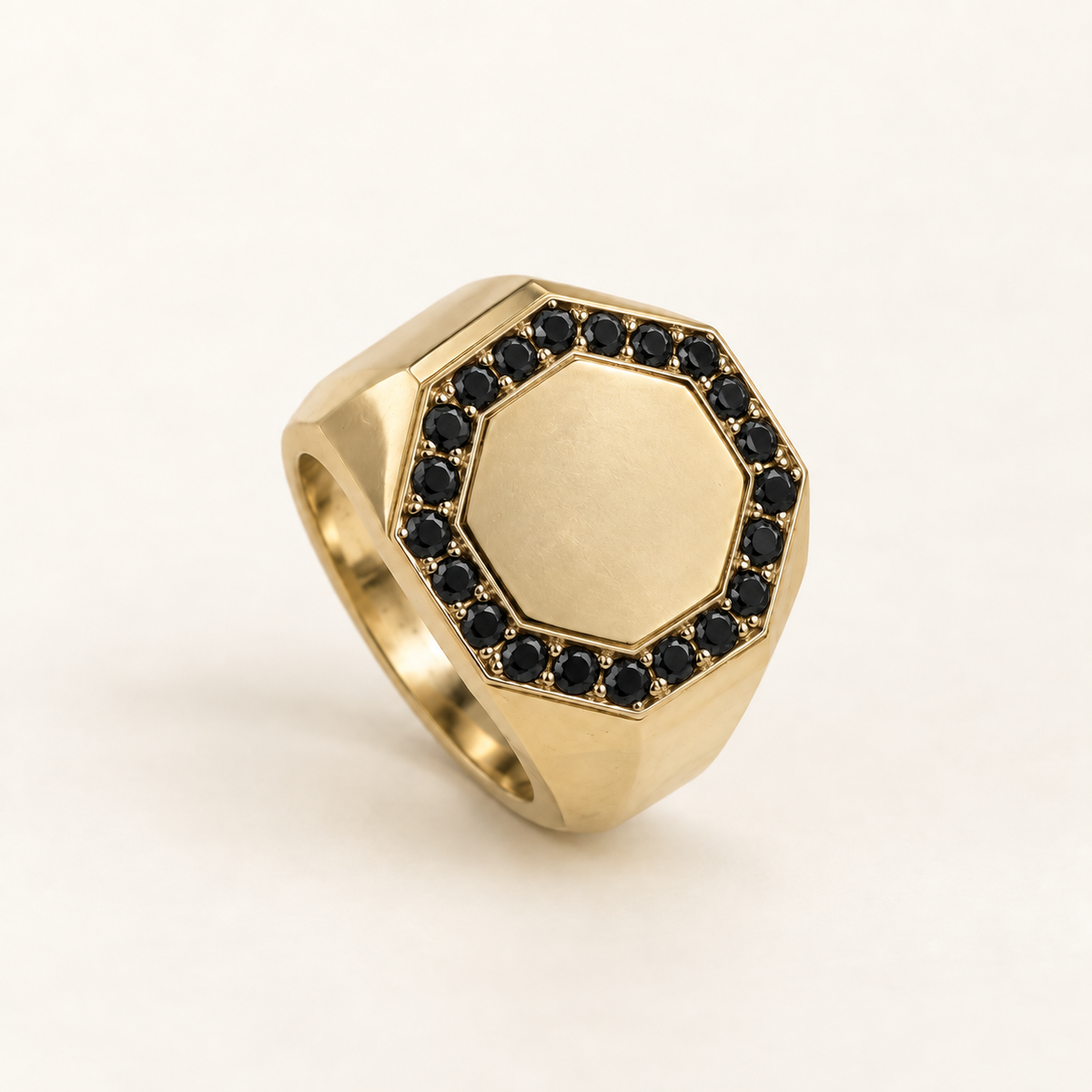 R 630 yellow gold ring with black treated diamonds