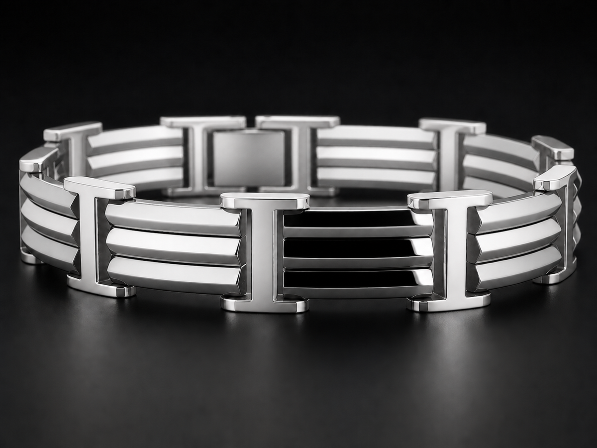 SC05 – Bracelet architectural pour homme en or blanc et or jaune — vue détaillée 3