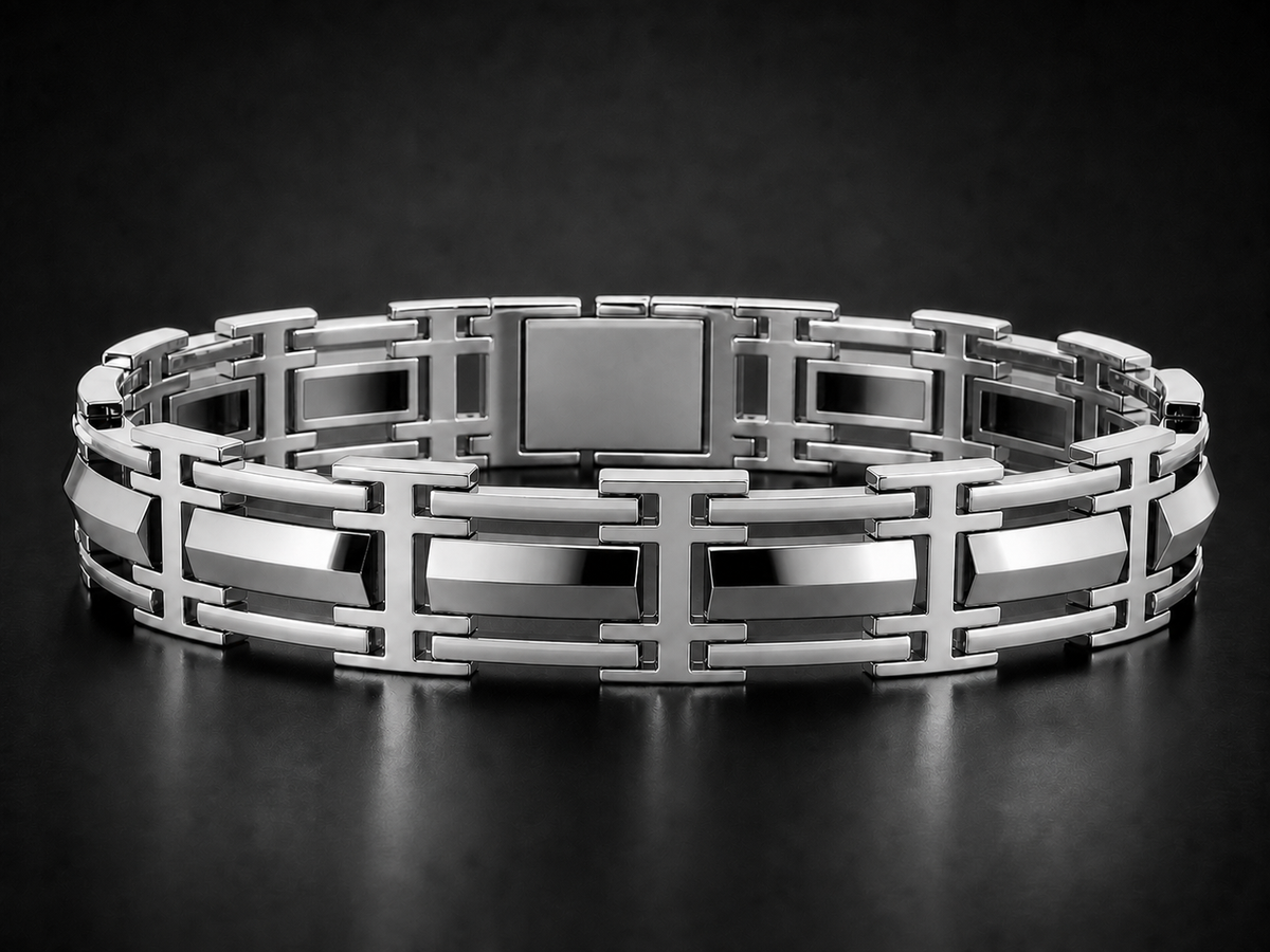 SC11 – Bracelet à mailles ouvertes pour homme en or blanc et or jaune — vue détaillée 3