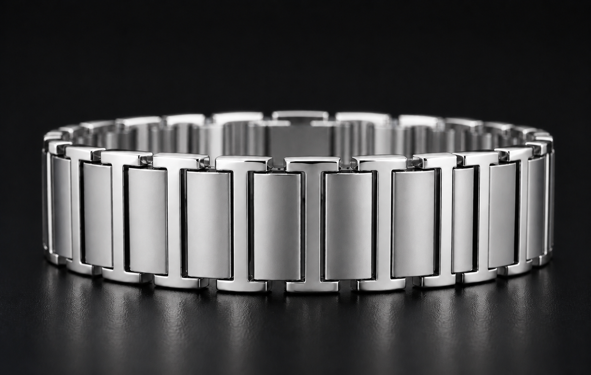 SC15 – Bracelet à mailles verticales pour homme en or blanc et or jaune — vue détaillée 3