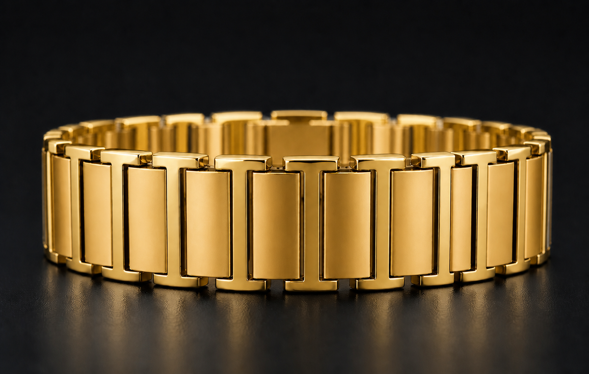 SC15 – Bracelet à mailles verticales pour homme en or blanc et or jaune