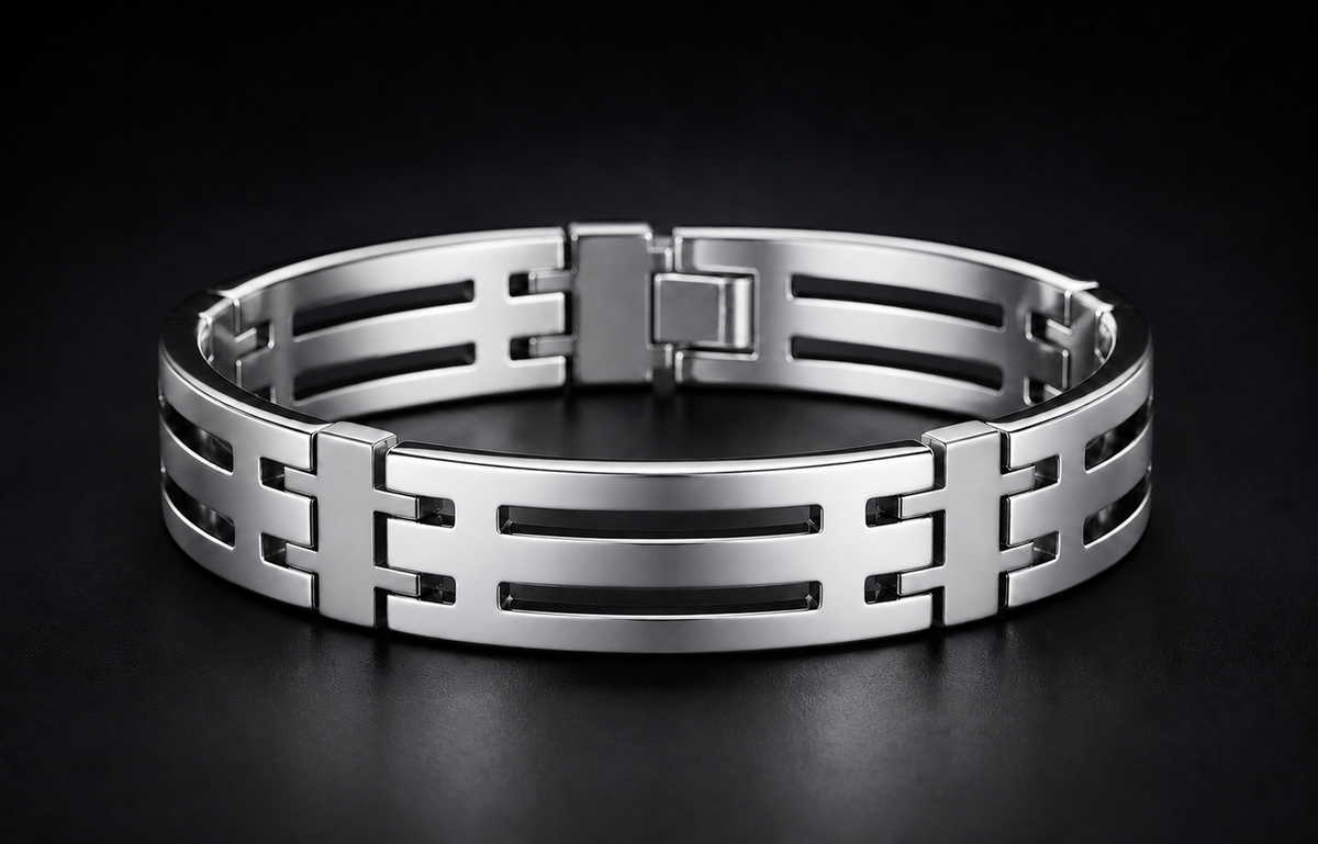 SC16 – Bracelet ajouré pour homme en or blanc et or jaune — vue détaillée 3