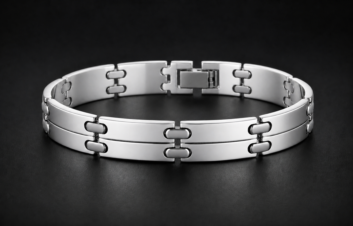 SC17 – Bracelet à mailles polies pour homme en or blanc et or jaune — vue détaillée 3