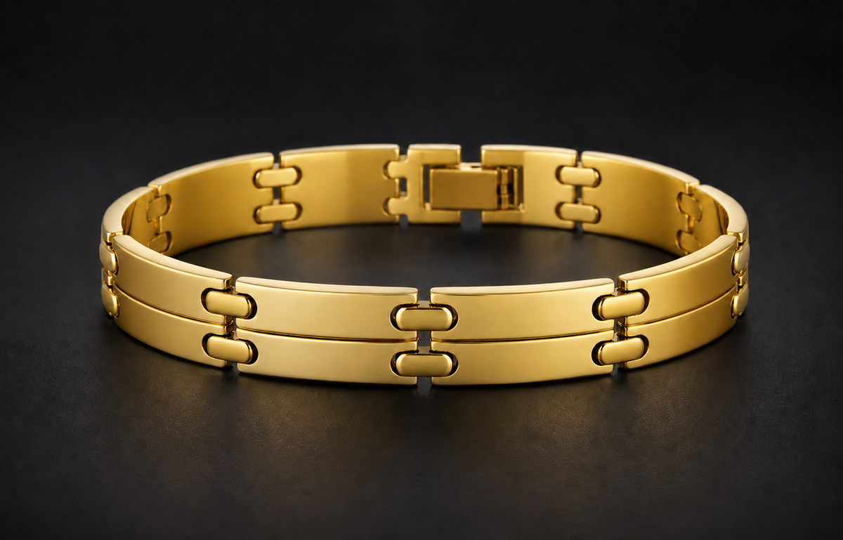 SC17 – Bracelet à mailles polies pour homme en or blanc et or jaune