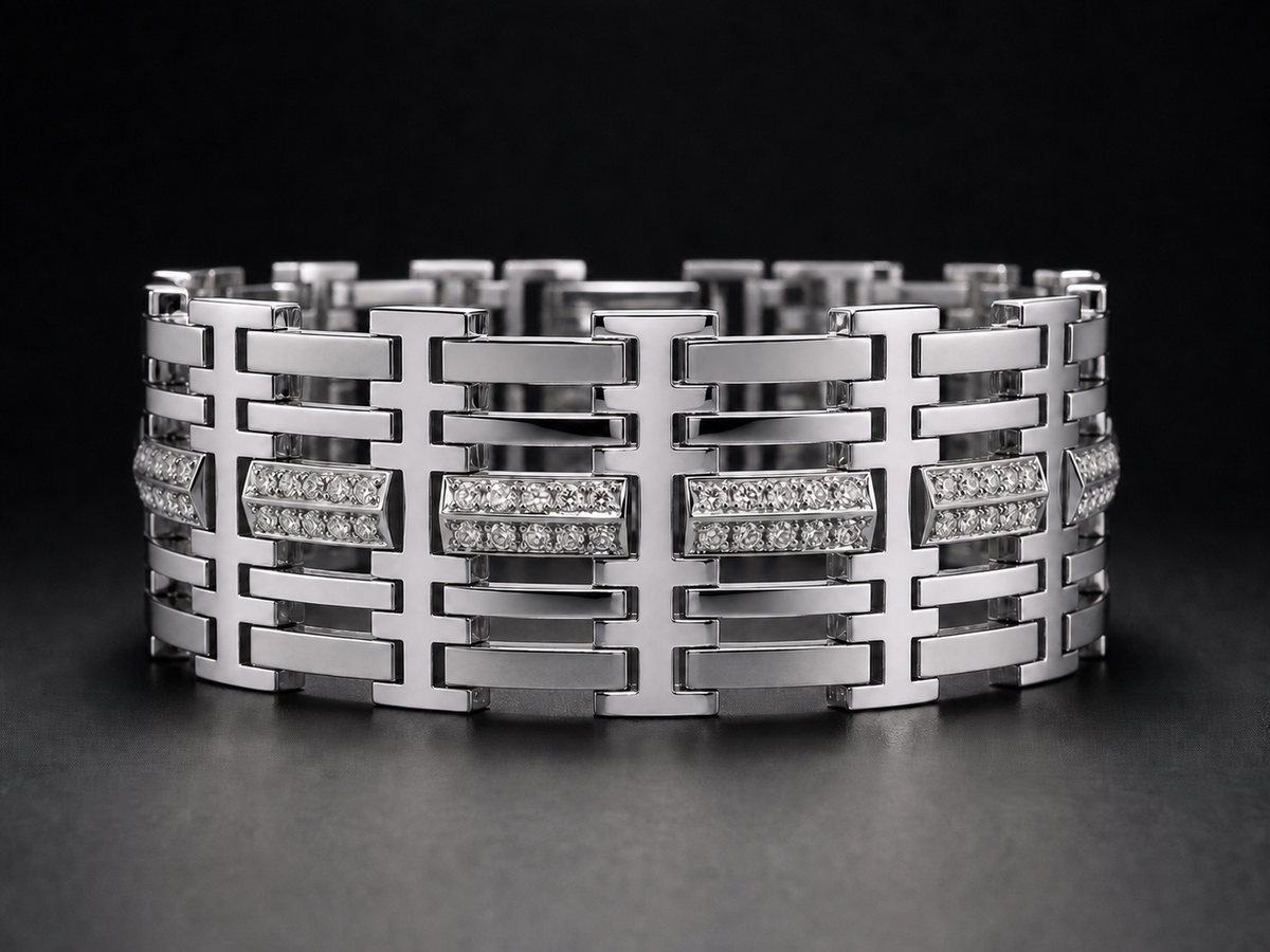 SC36 – Bracelet à mailles avec diamants pour homme en or blanc et or jaune — vue détaillée 3