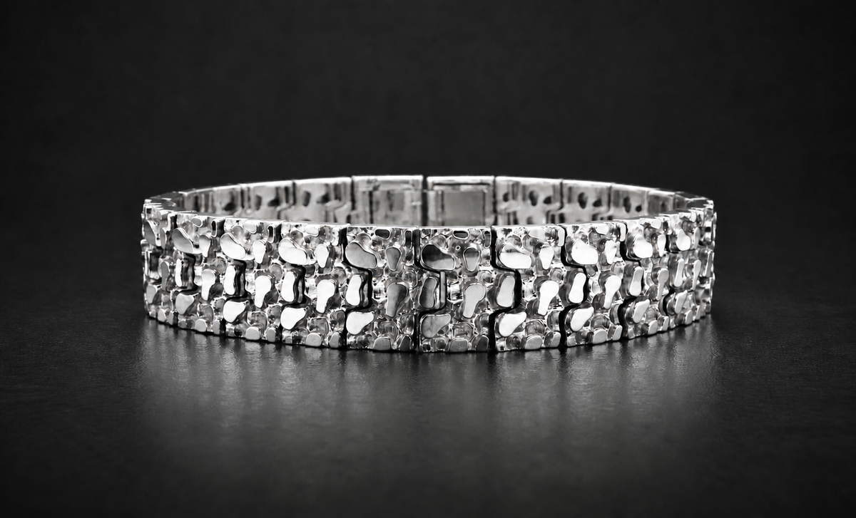 SC37 – Bracelet texturé pour homme en or jaune — vue détaillée 3