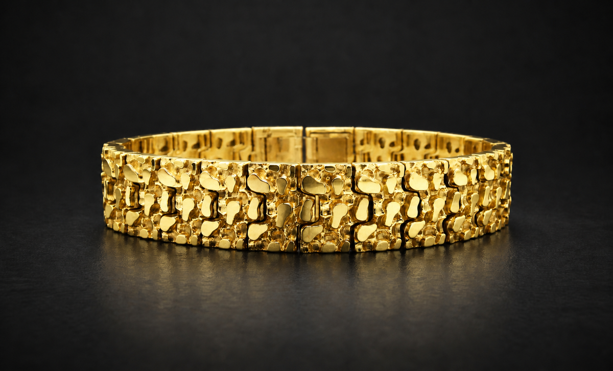 SC37 – Bracelet texturé pour homme en or jaune