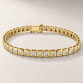 Bracelet TN03 en or jaune, diamants clairs, fond pierre greige — TN03 yellow gold bracelet with clear diamonds on greige stone.