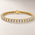 Bracelet TN08 en or jaune, diamants clairs, fond pierre greige — TN08 yellow gold bracelet with clear diamonds on greige stone.
