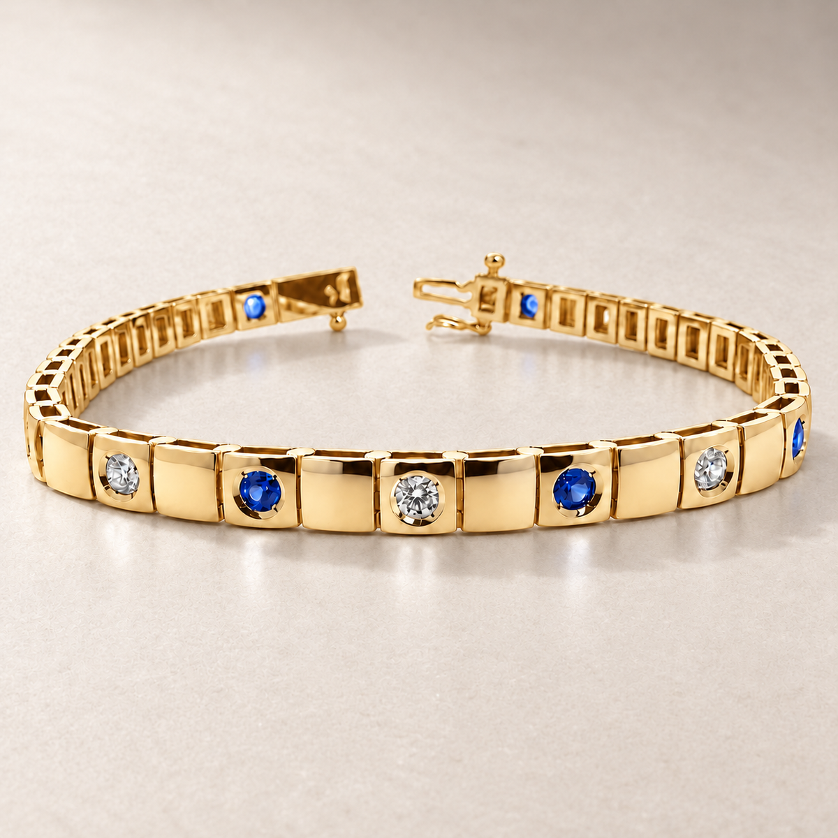 TN3-4BDS — Or jaune / Yellow gold — Saphirs bleus et diamants / Blue sapphires and diamonds — rendu illustratif / illustrative rendering