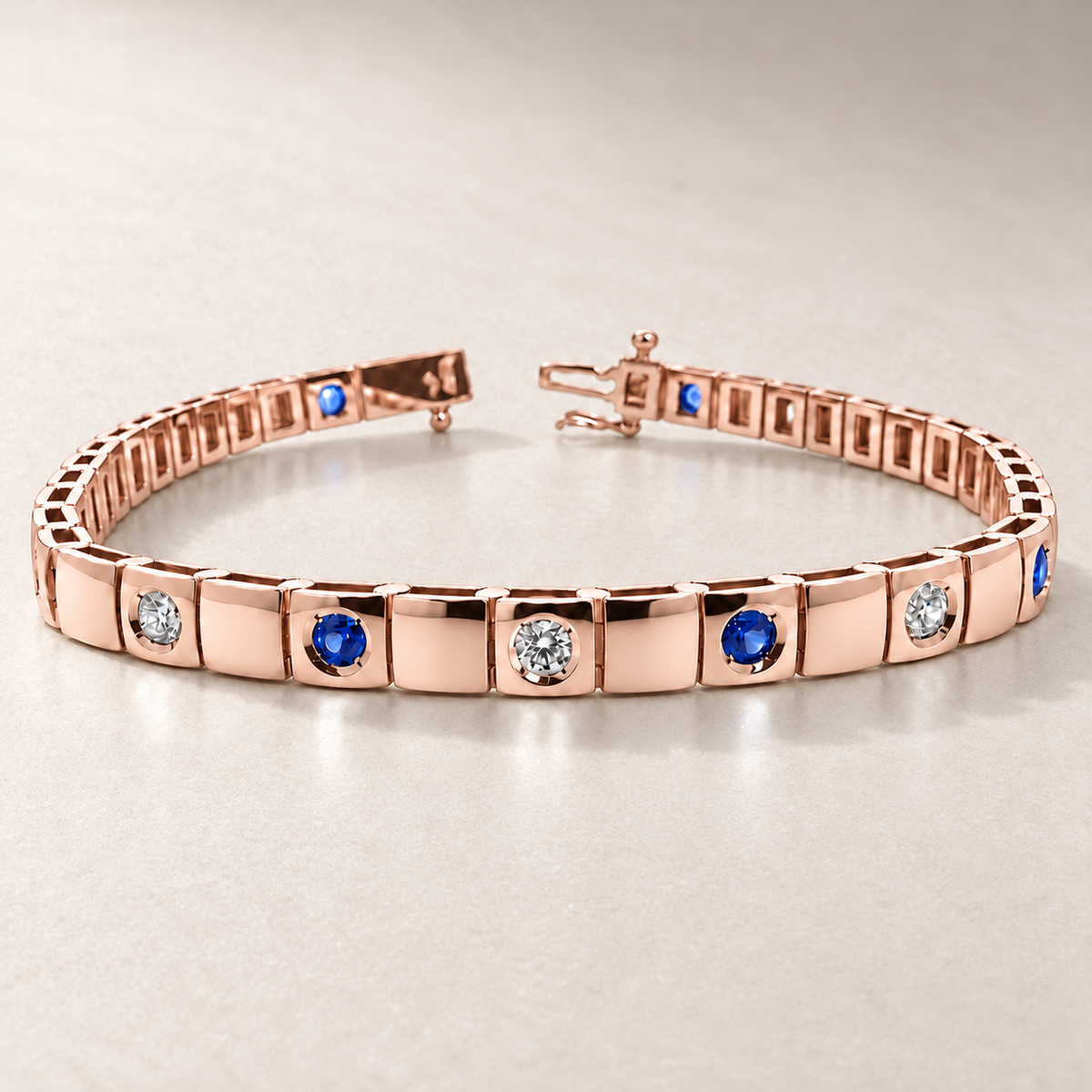 TN3-4BDS — Or rose / Rose gold — Saphirs bleus et diamants / Blue sapphires and diamonds — rendu illustratif / illustrative rendering