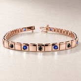 TN3-4BDS — Or rose / Rose gold — Saphirs bleus et diamants noirs / Blue sapphires and black diamonds — rendu illustratif / illustrative rendering