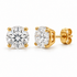 Visuel retouché de boucles d’oreilles en diamants de laboratoire, 1 carat total, monture quatre griffes et fermoirs papillon en or jaune 10K.