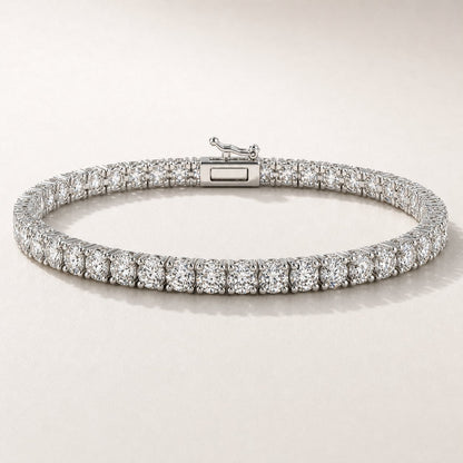 Bracelet tennis en or blanc 14K avec diamants et fermoir boite rectangulaire