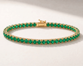 14K gold lab sapphire tennis bracelet in Emerald Green(Columbia)