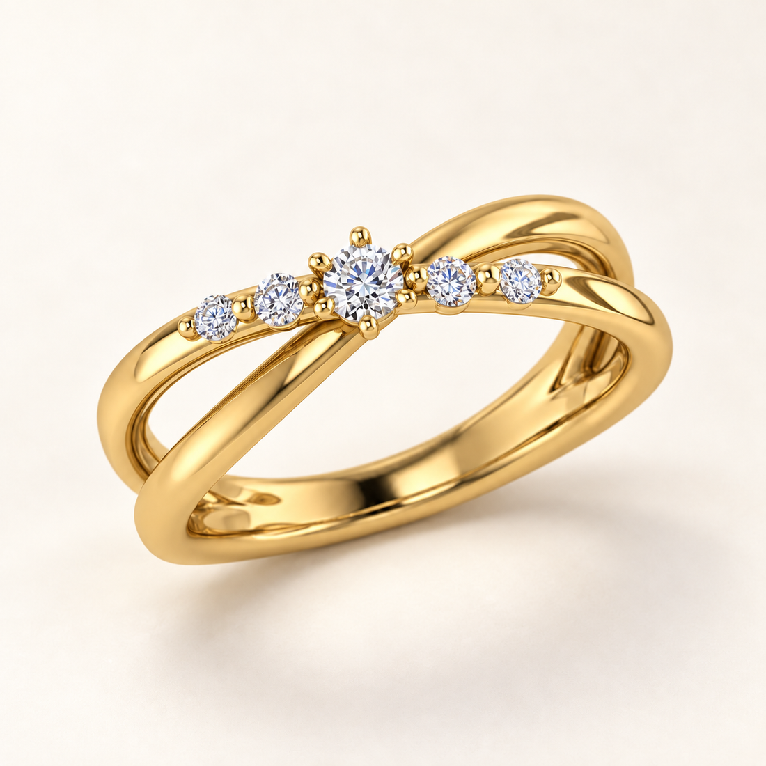 R4034 — monture entièrement en or jaune, diamants blancs