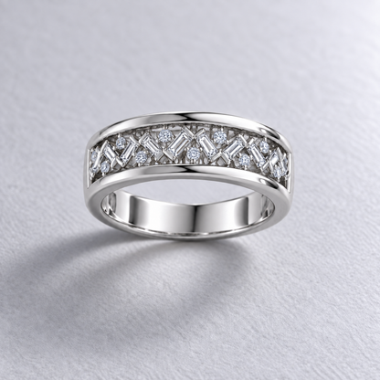 Bague en or à diamants baguettes et ronds — vue détaillée 2