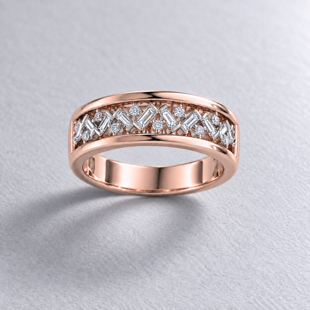 Bague en or à diamants baguettes et ronds — vue détaillée 3