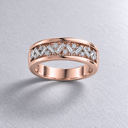 Bague en or à diamants baguettes et ronds — vue détaillée 3